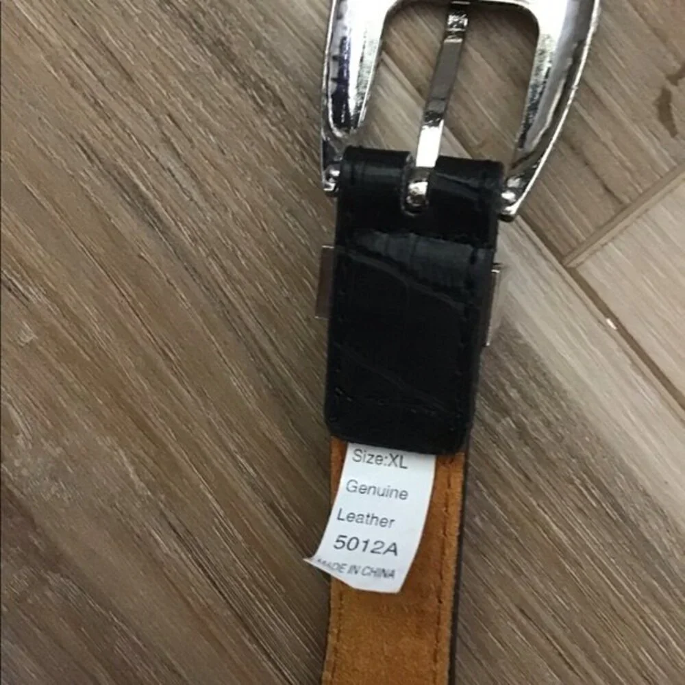 Golf Theme Black Leather Belt XL